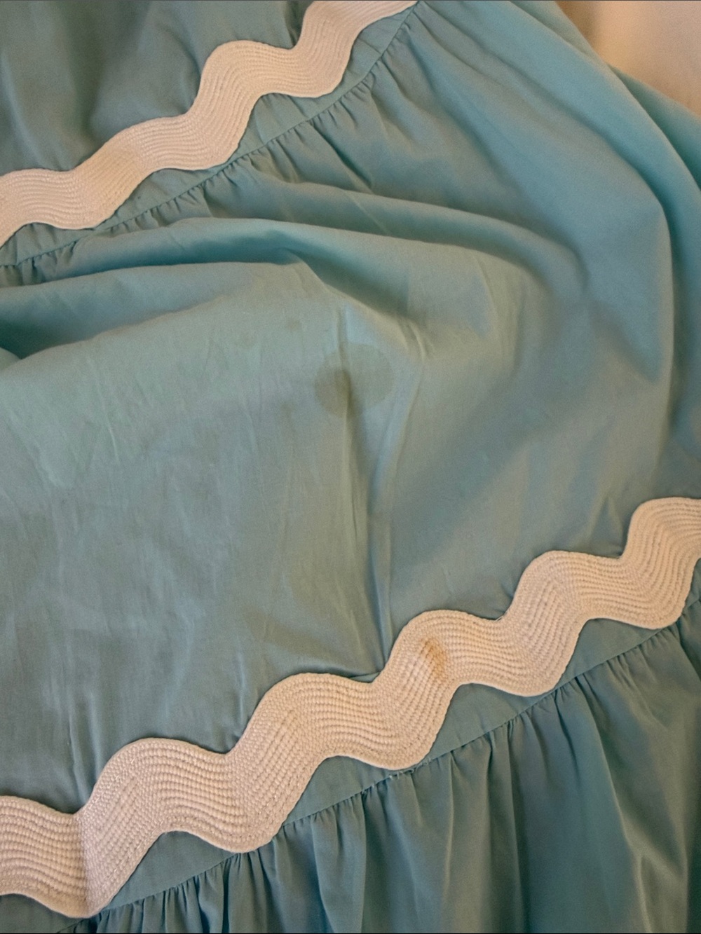 Light Blue Tiered Maxi Dress with White Trim - Picture 3 of 3